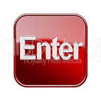 Enter icon glossy red, isolated on white background