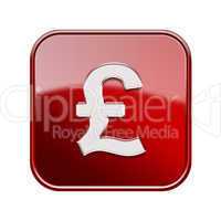 Pound icon glossy red, isolated on white background
