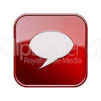 Chat icon glossy red, isolated on white background