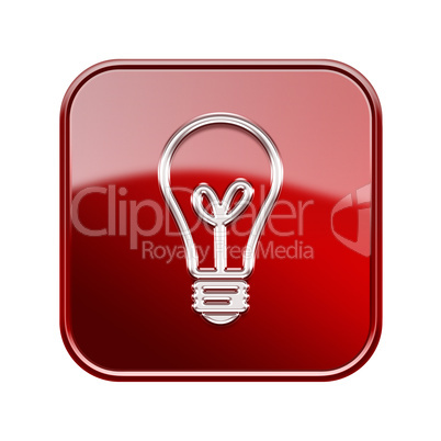 lightbulb icon glossy red, isolated on white background