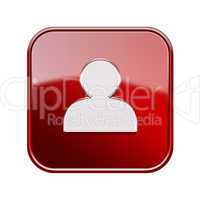 User icon glossy red, isolated on white background
