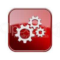 Tools icon glossy red, isolated on white background