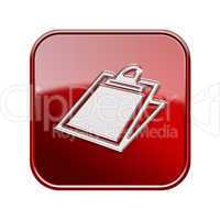 Table icon glossy red, isolated on white background