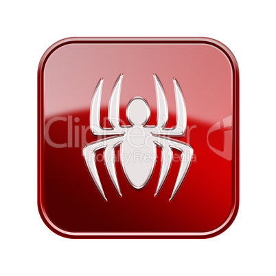 Virus icon glossy red, isolated on white background