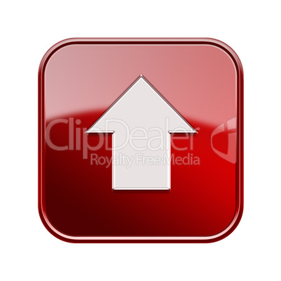 Arrow up icon glossy red, isolated on white background