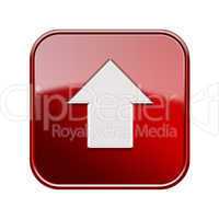 Arrow up icon glossy red, isolated on white background