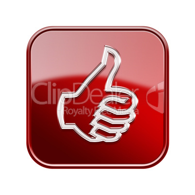 thumb up icon glossy red, isolated on white background thumb up icon glossy red, isolated on white background