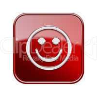 Smiley Face glossy red, isolated on white background
