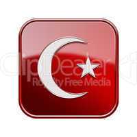 Turkish  icon glossy red, isolated on white background