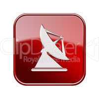 Antenna icon glossy red, isolated on white background