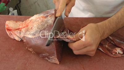 Cut steaks at the butcher