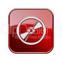 Compact Disc icon glossy red, isolated on white background