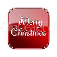 Merry Christmas icon glossy red, isolated on white background