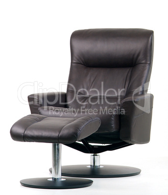 Black leather swivel recliner