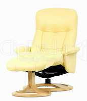 Yellow leather recliner with footst