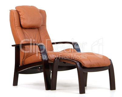 Brown leather recliner.