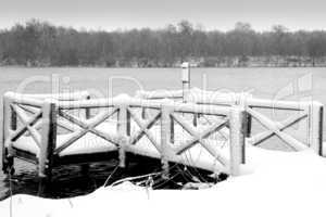 Snow-covered jetty