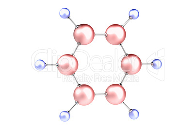 C6H6 or benzene molecule model