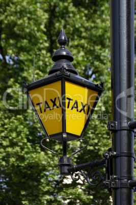 Typical Taxi sign lamp in London