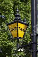 Typical Taxi sign lamp in London
