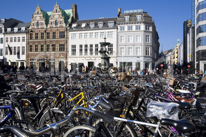 Street scene with bicycles in Copenhagen