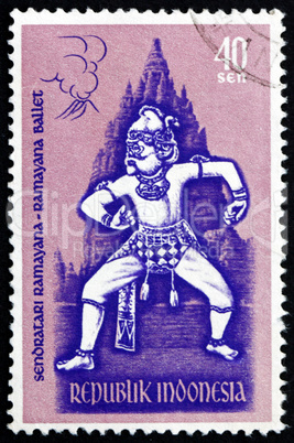 Postage stamp Indonesia 1962 Hanuman, Ramayana Ballet