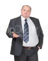 Obese businessman making a point