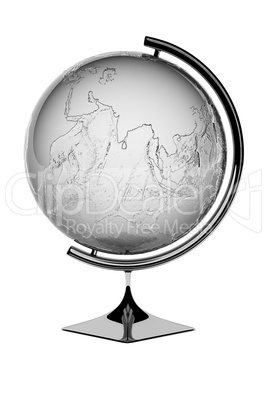 Silver Globe showing Asia and India