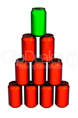 Stack of tin red cans