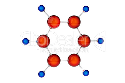 C6H6 or benzene molecule model