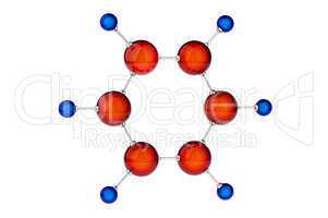 C6H6 or benzene molecule model