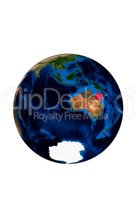 Globe of earth with red map pin stu