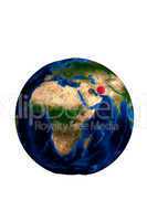 Globe of earth with red map pin stu