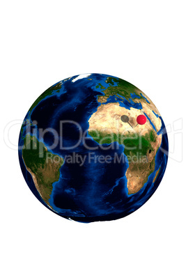 Globe of earth with red map pin stu
