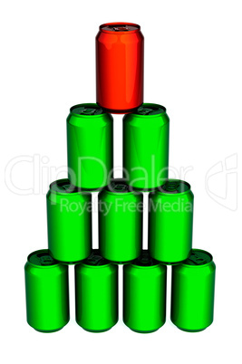 Stack of green tin cans
