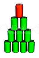 Stack of green tin cans