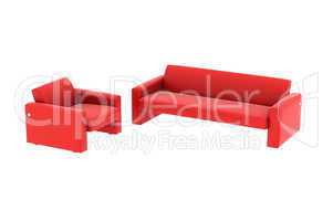 Red Settee and sofa