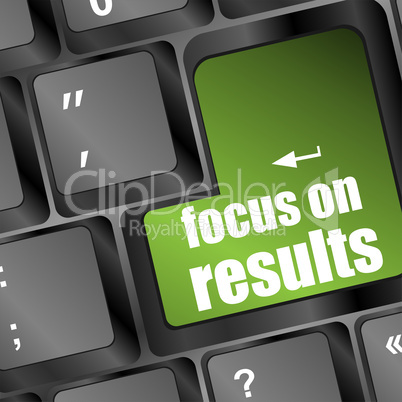 Modern keyboard focus on results text. Technology concept