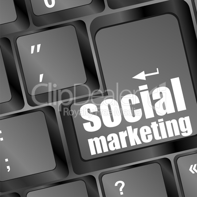 social marketing or internet marketing concepts, with message on enter key of keyboard