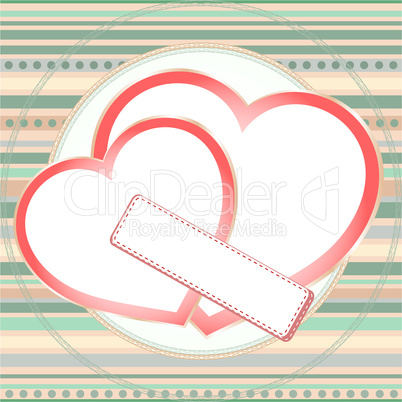 Valentines cards with two hearts and place for your text