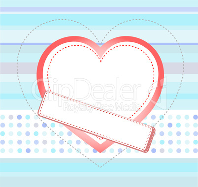 Valentines day card with heart and blank frame