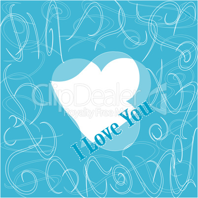 Simple i love you text badge on blue background