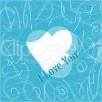 Simple i love you text badge on blue background