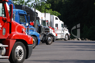 Trucks in a row