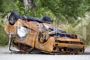 A wrecked car