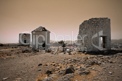 Old windmills in Bodrum and Gumbet,