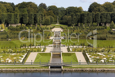 View to the baroque style garden at