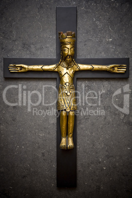 Wodden crucifix covered with gilt c