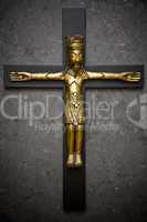 Wodden crucifix covered with gilt c