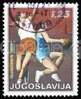 Postage stamp Yugoslavia 1972 Basketball, Olympic Games, Munich